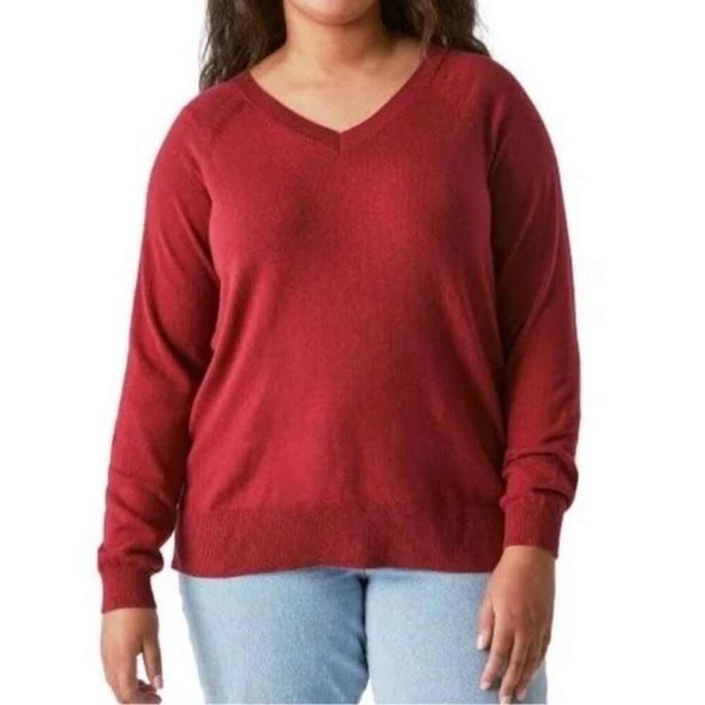 Lucky Pomegranite Women's V-Neck Sweater Top Size XL